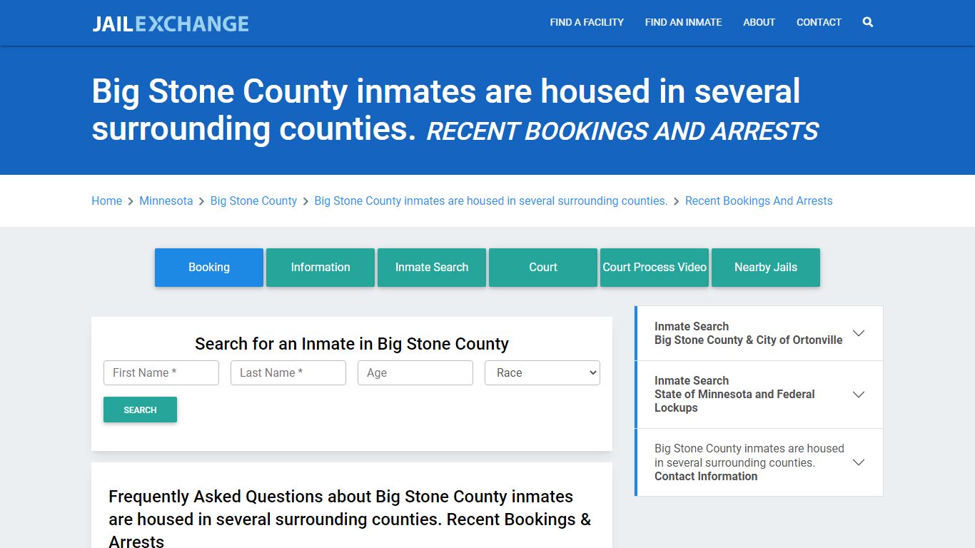 Big Stone County Jail Recent Bookings And Arrests - Jail Exchange