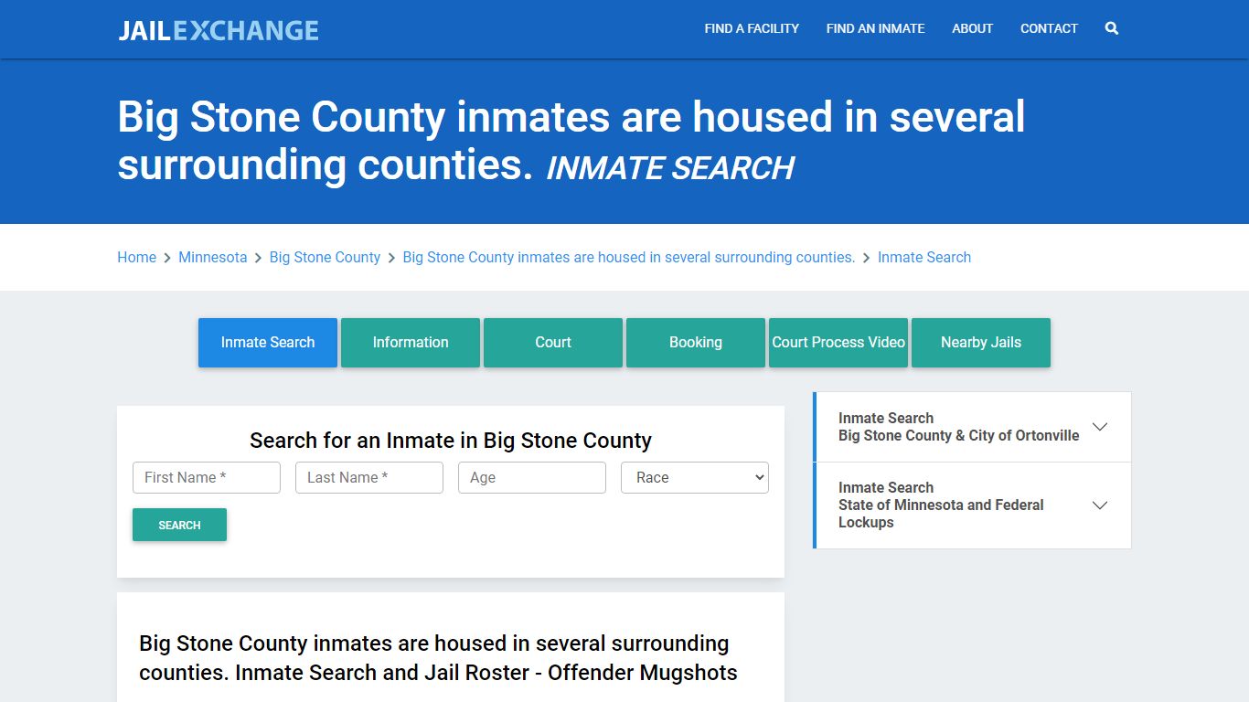 Big Stone County inmates are housed in several surrounding counties ...